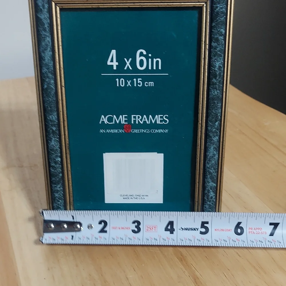 Acme Elegant 4x6 Picture Frame Gold and Dark Teal Marbleized Finish